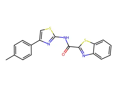 N-[4-(4-methylphenyl)-1,3-thiazol-2-yl]-1,3-benzothiazole-2-carboxamide structure