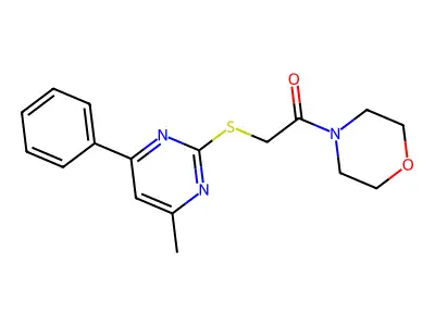 2-(4-Methyl-6-phenylpyrimidin-2-yl)sulfanyl-1-morpholin-4-ylethanone structure