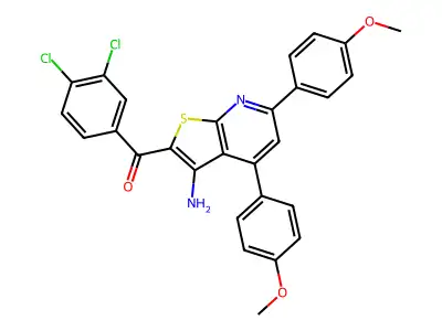 [3-amino-4,6-bis(4-methoxyphenyl)thieno[2,3-b]pyridin-2-yl]-(3,4-dichlorophenyl)methanone structure
