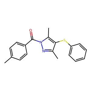 (3,5-dimethyl-4-(phenylthio)-1H-pyrazol-1-yl)(p-tolyl)methanone structure