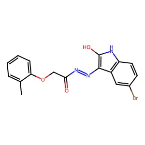 (Z)-N'-(5-bromo-2-oxoindolin-3-ylidene)-2-(o-tolyloxy)acetohydrazide structure