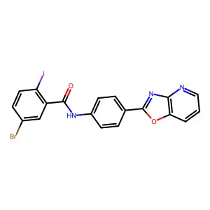 5-bromo-2-iodo-N-[4-([1,3]oxazolo[4,5-b]pyridin-2-yl)phenyl]benzamide structure