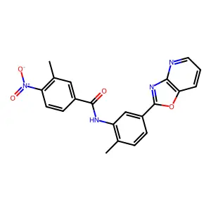 3-methyl-N-[2-methyl-5-([1,3]oxazolo[4,5-b]pyridin-2-yl)phenyl]-4-nitrobenzamide structure