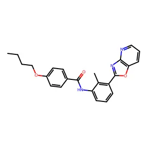 4-butoxy-N-[2-methyl-3-([1,3]oxazolo[4,5-b]pyridin-2-yl)phenyl]benzamide structure