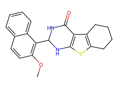 2-(2-methoxy-1-naphthyl)-2,3,5,6,7,8-hexahydro[1]benzothieno[2,3-d]pyrimidin-4(1H)-one structure