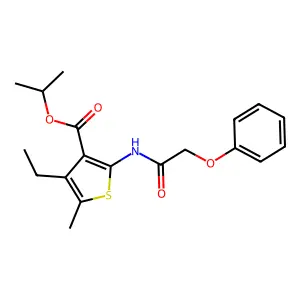 Isopropyl 4-ethyl-5-methyl-2-[(phenoxyacetyl)amino]-3-thiophenecarboxylate structure