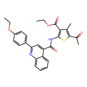 ethyl 5-acetyl-2-[[2-(4-ethoxyphenyl)quinoline-4-carbonyl]amino]-4-methylthiophene-3-carboxylate structure