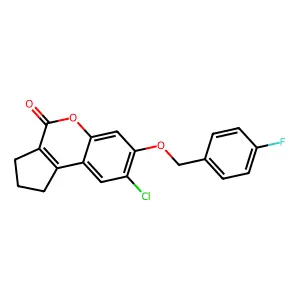 8-chloro-7-[(4-fluorobenzyl)oxy]-2,3-dihydrocyclopenta[c]chromen-4(1H)-one structure