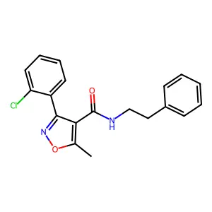 3-(2-chlorophenyl)-5-methyl-N-(2-phenylethyl)-1,2-oxazole-4-carboxamide structure