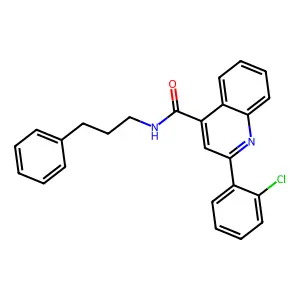 2-(2-chlorophenyl)-N-(3-phenylpropyl)quinoline-4-carboxamide structure