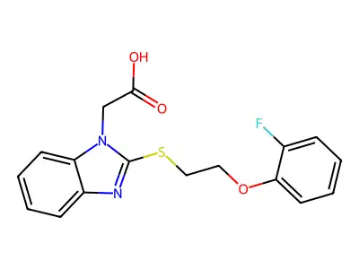 2-(2-((2-(2-Fluorophenoxy)ethyl)thio)-1H-benzo[d]imidazol-1-yl)acetic acid structure