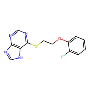 2-fluorophenyl 2-(9H-purin-6-ylsulfanyl)ethyl ether structure