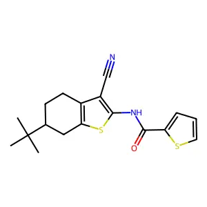 N-(6-tert-butyl-3-cyano-4,5,6,7-tetrahydro-1-benzothiophen-2-yl)thiophene-2-carboxamide structure