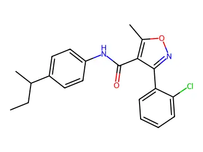 N-(4-butan-2-ylphenyl)-3-(2-chlorophenyl)-5-methyl-1,2-oxazole-4-carboxamide structure