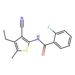 N-(3-cyano-4-ethyl-5-methylthiophen-2-yl)-2-fluorobenzamide structure