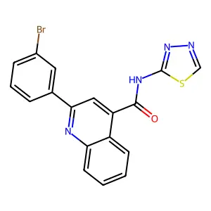 2-(3-bromophenyl)-N-(1,3,4-thiadiazol-2-yl)quinoline-4-carboxamide structure