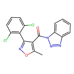 Benzotriazol-1-yl-[3-(2,6-dichlorophenyl)-5-methyl-1,2-oxazol-4-yl]methanone structure
