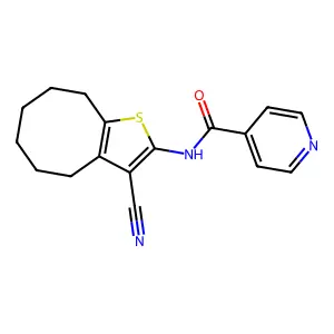 N-(3-cyano-4,5,6,7,8,9-hexahydrocycloocta[b]thiophen-2-yl)pyridine-4-carboxamide structure