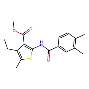 Methyl 2-[(3,4-dimethylbenzoyl)amino]-4-ethyl-5-methylthiophene-3-carboxylate structure