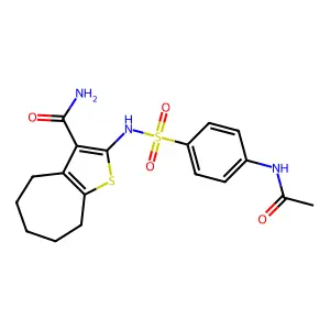 2-({[4-(acetylamino)phenyl]sulfonyl}amino)-5,6,7,8-tetrahydro-4H-cyclohepta[b]thiophene-3-carboxamide structure