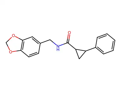N-(1,3-benzodioxol-5-ylmethyl)-2-phenylcyclopropanecarboxamide structure