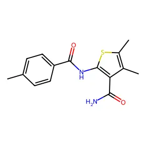 4,5-Dimethyl-2-[(4-methylbenzoyl)amino]thiophene-3-carboxamide structure