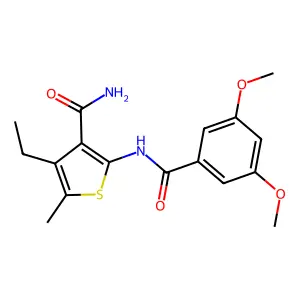 2-[(3,5-Dimethoxybenzoyl)amino]-4-ethyl-5-methylthiophene-3-carboxamide structure