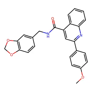 N-(1,3-benzodioxol-5-ylmethyl)-2-(4-methoxyphenyl)quinoline-4-carboxamide structure