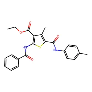 Ethyl 2-(benzoylamino)-4-methyl-5-(4-toluidinocarbonyl)-3-thiophenecarboxylate structure