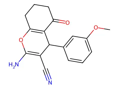 2-amino-4-(3-methoxyphenyl)-5-oxo-5,6,7,8-tetrahydro-4H-chromene-3-carbonitrile structure