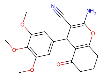 2-amino-5-oxo-4-(3,4,5-trimethoxyphenyl)-5,6,7,8-tetrahydro-4H-chromene-3-carbonitrile structure