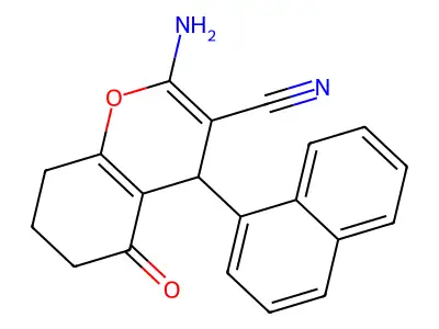 2-amino-4-(naphthalen-1-yl)-5-oxo-5,6,7,8-tetrahydro-4H-chromene-3-carbonitrile structure