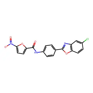 N-[4-(5-chloro-1,3-benzoxazol-2-yl)phenyl]-5-nitrofuran-2-carboxamide structure