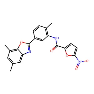 N-[5-(5,7-dimethyl-1,3-benzoxazol-2-yl)-2-methylphenyl]-5-nitrofuran-2-carboxamide structure