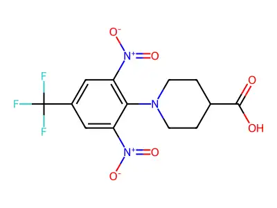 1-[2,6-Dinitro-4-(trifluoromethyl)phenyl]piperidine-4-carboxylic acid structure