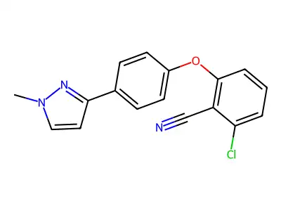 2-chloro-6-[4-(1-methyl-1H-pyrazol-3-yl)phenoxy]benzenecarbonitrile structure