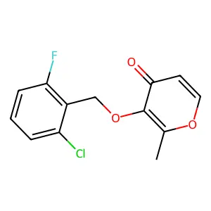 3-[(2-chloro-6-fluorobenzyl)oxy]-2-methyl-4H-pyran-4-one structure