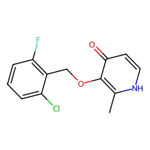 3-[(2-chloro-6-fluorobenzyl)oxy]-2-methyl-4(1H)-pyridinone structure