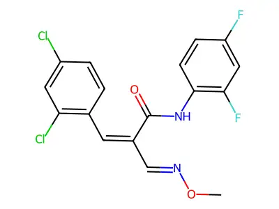 3-(2,4-dichlorophenyl)-N-(2,4-difluorophenyl)-2-(methoxyiminomethyl)prop-2-enamide structure