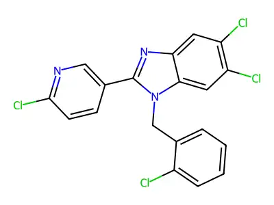 5,6-dichloro-1-(2-chlorobenzyl)-2-(6-chloro-3-pyridinyl)-1H-1,3-benzimidazole structure