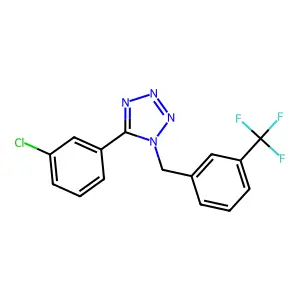5-(3-Chlorophenyl)-1-(3-(trifluoromethyl)benzyl)-1H-1,2,3,4-tetrazole structure