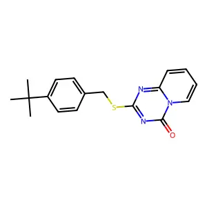 2-{[4-(tert-butyl)benzyl]sulfanyl}-4H-pyrido[1,2-a][1,3,5]triazin-4-one structure