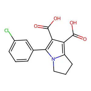 5-(3-chlorophenyl)-2,3-dihydro-1H-pyrrolizine-6,7-dicarboxylic acid structure