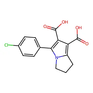 5-(4-chlorophenyl)-2,3-dihydro-1H-pyrrolizine-6,7-dicarboxylic acid structure
