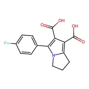 5-(4-fluorophenyl)-2,3-dihydro-1H-pyrrolizine-6,7-dicarboxylic acid structure