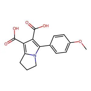 5-(4-methoxyphenyl)-2,3-dihydro-1H-pyrrolizine-6,7-dicarboxylic acid structure