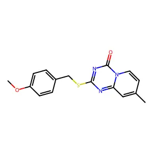 2-((4-Methoxybenzyl)sulfanyl)-8-methyl-4H-pyrido[1,2-a](1,3,5)triazin-4-one structure