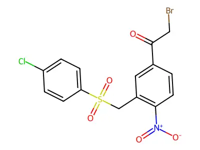 2-Bromo-1-(3-(((4-chlorophenyl)sulfonyl)methyl)-4-nitrophenyl)-1-ethanone structure