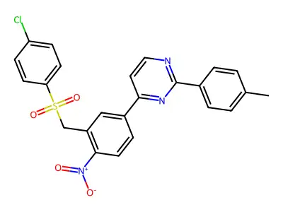 4-(3-(((4-Chlorophenyl)sulfonyl)methyl)-4-nitrophenyl)-2-(4-methylphenyl)pyrimidine structure