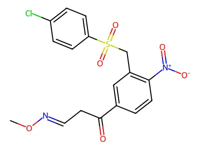 1-[3-[(4-Chlorophenyl)sulfonylmethyl]-4-nitrophenyl]-3-methoxyiminopropan-1-one structure